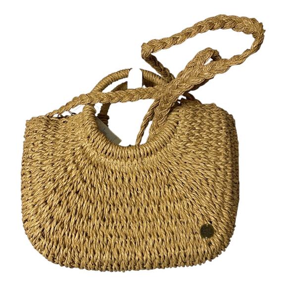 Billabong Handbags - Billabong Woven Rattan Straw Crossbody Shoulder Bag Tan Coastal Beach Vacation
